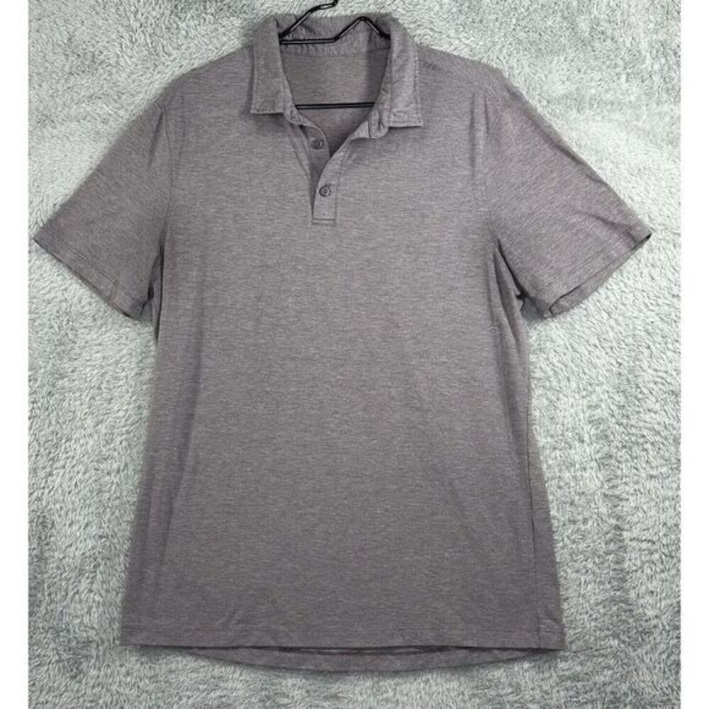 Lululemon Polo Shirt Mens Medium Purple Short Sleeve Evolution Lightweight